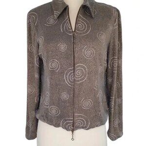 Vintage Joseph Ribkoff Metallic Swirl Pattern Zip Up Jacket 12